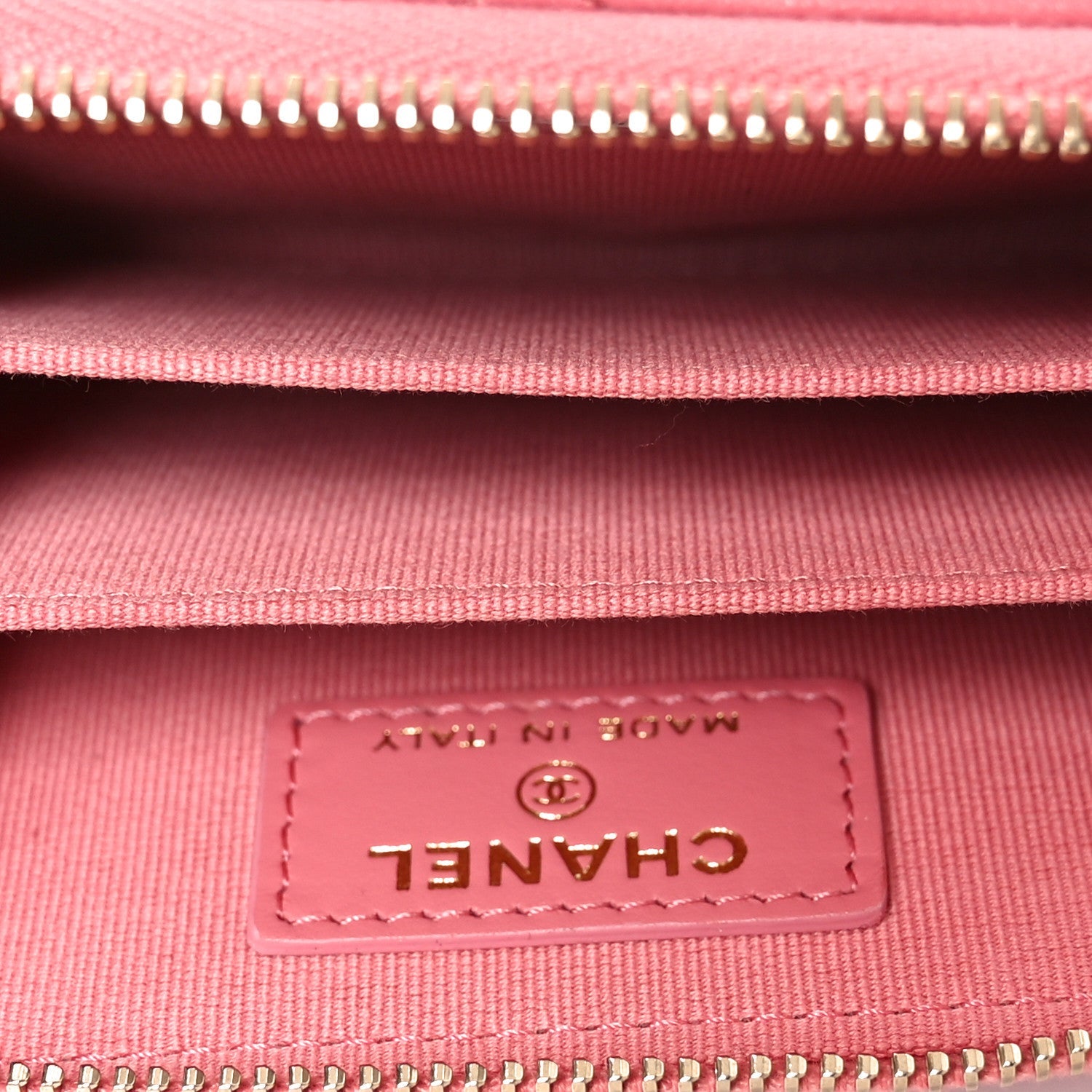 Lambskin Quilted Chanel 19 Zip Around Coin Purse Wallet Light Pink