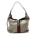 Gucci Tender GG Supreme Monogram Textured Dollar Calfskin Web Medium Jackie 1961 Crossbody Bag Beige Ebony New Acero