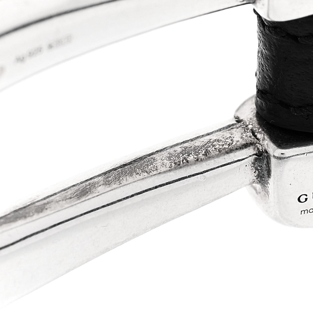 Gucci Sterling Silver Calfskin Horsebit Bracelet