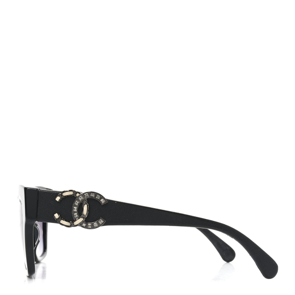 Acetate Square Cat Eye CC Sunglasses 5456-Q-A Black