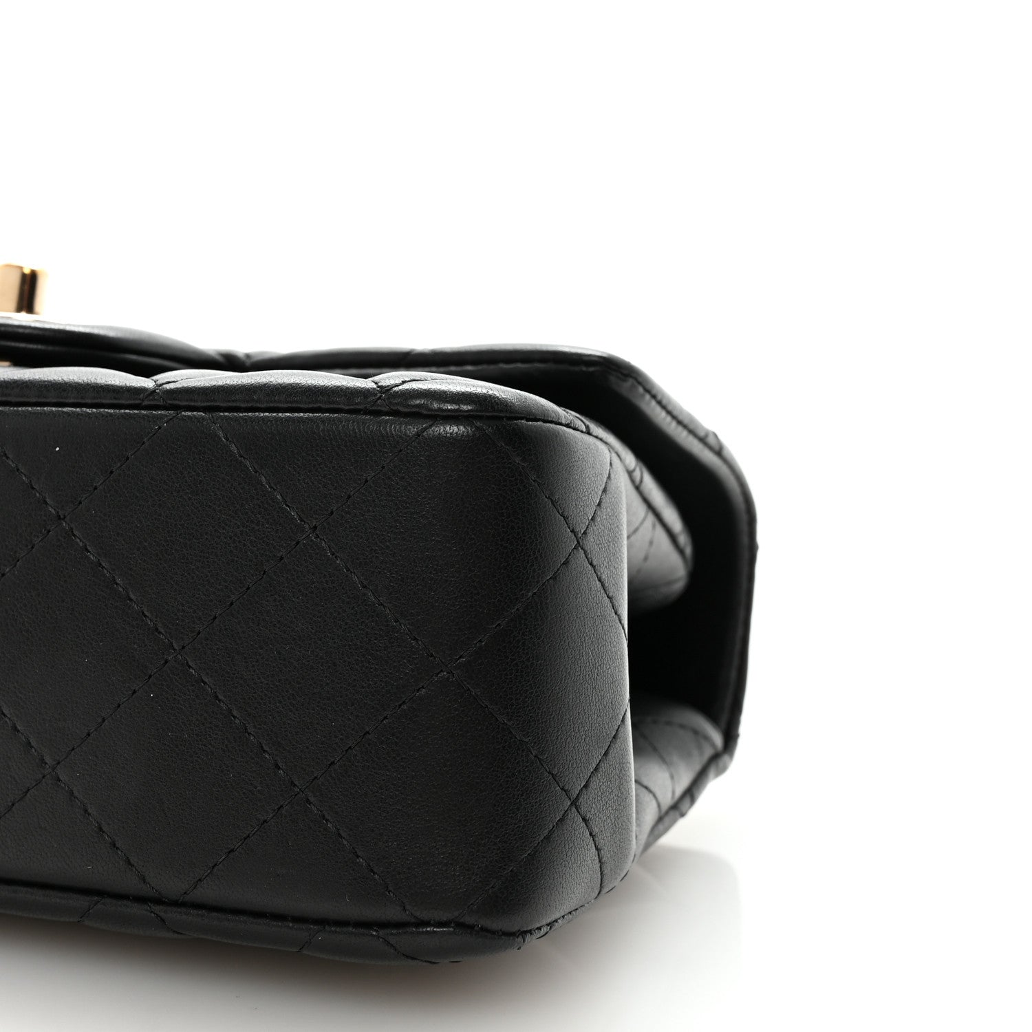 Chanel Lambskin Quilted Mini Top Handle Rectangular Flap Black