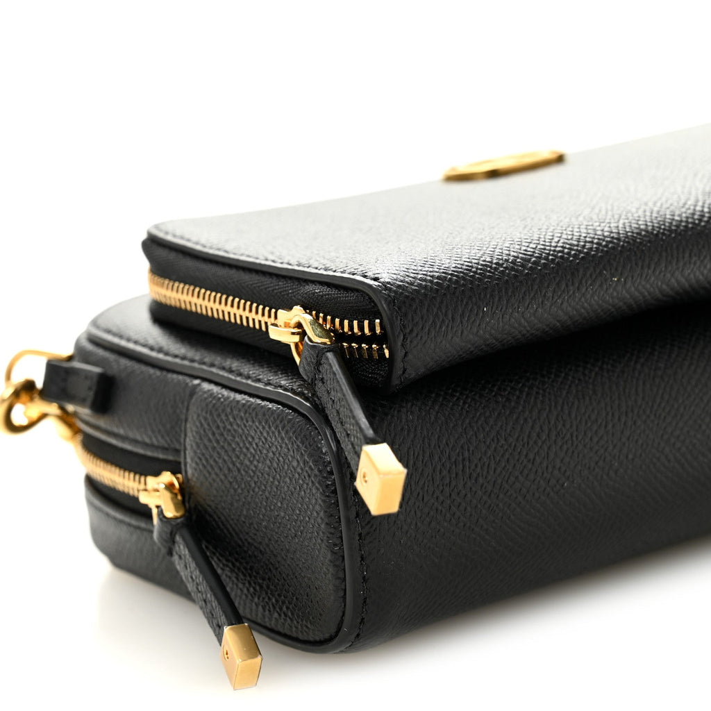 Christian Dior Grained Calfskin Caro Double Pouch Black