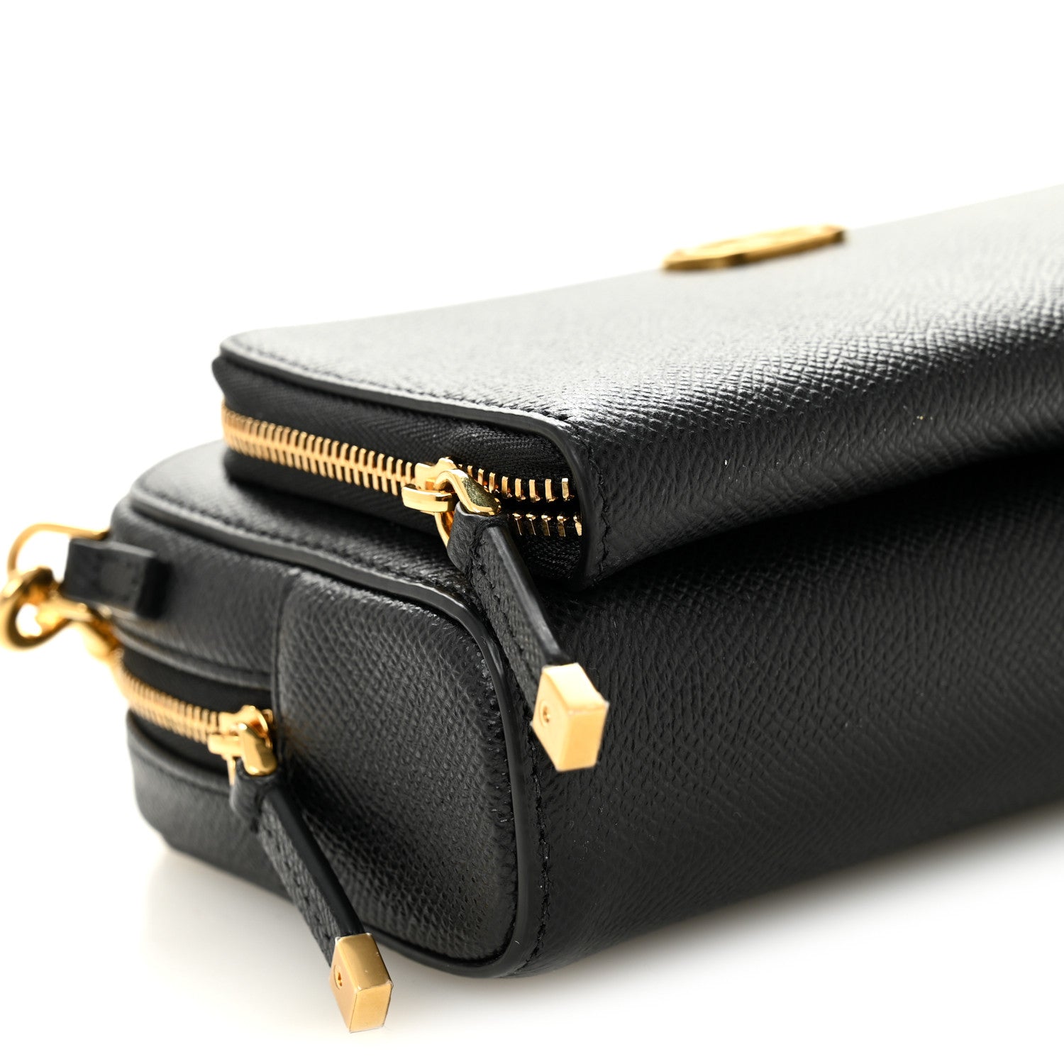 Christian Dior Grained Calfskin Caro Double Pouch Black