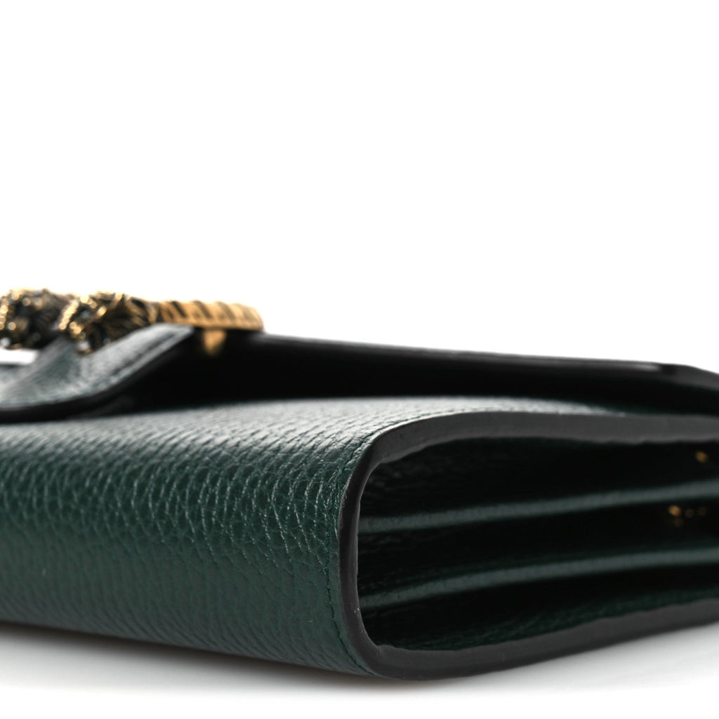 Gucci Calfskin Garden Dionysus Chain Wallet Emerald