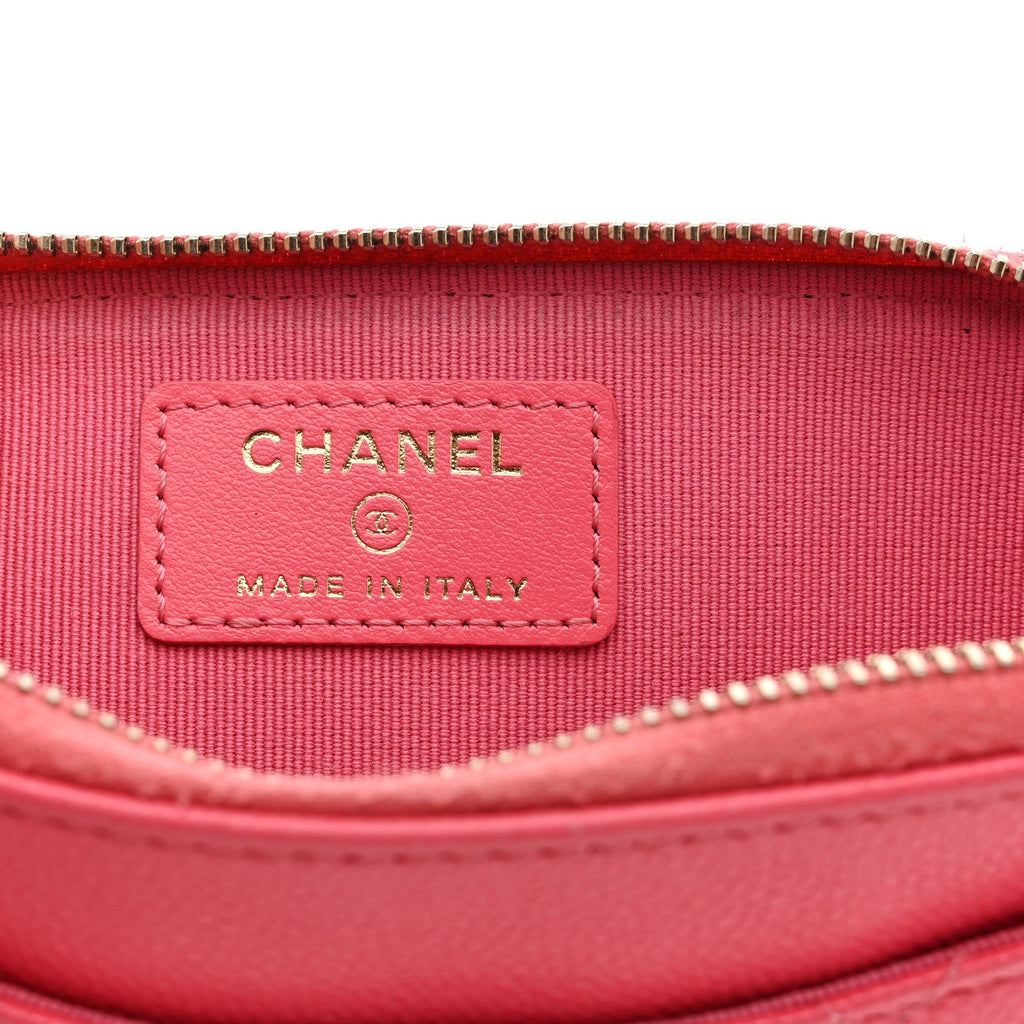 Caviar Quilted CC Zip Around Card Holder Pink