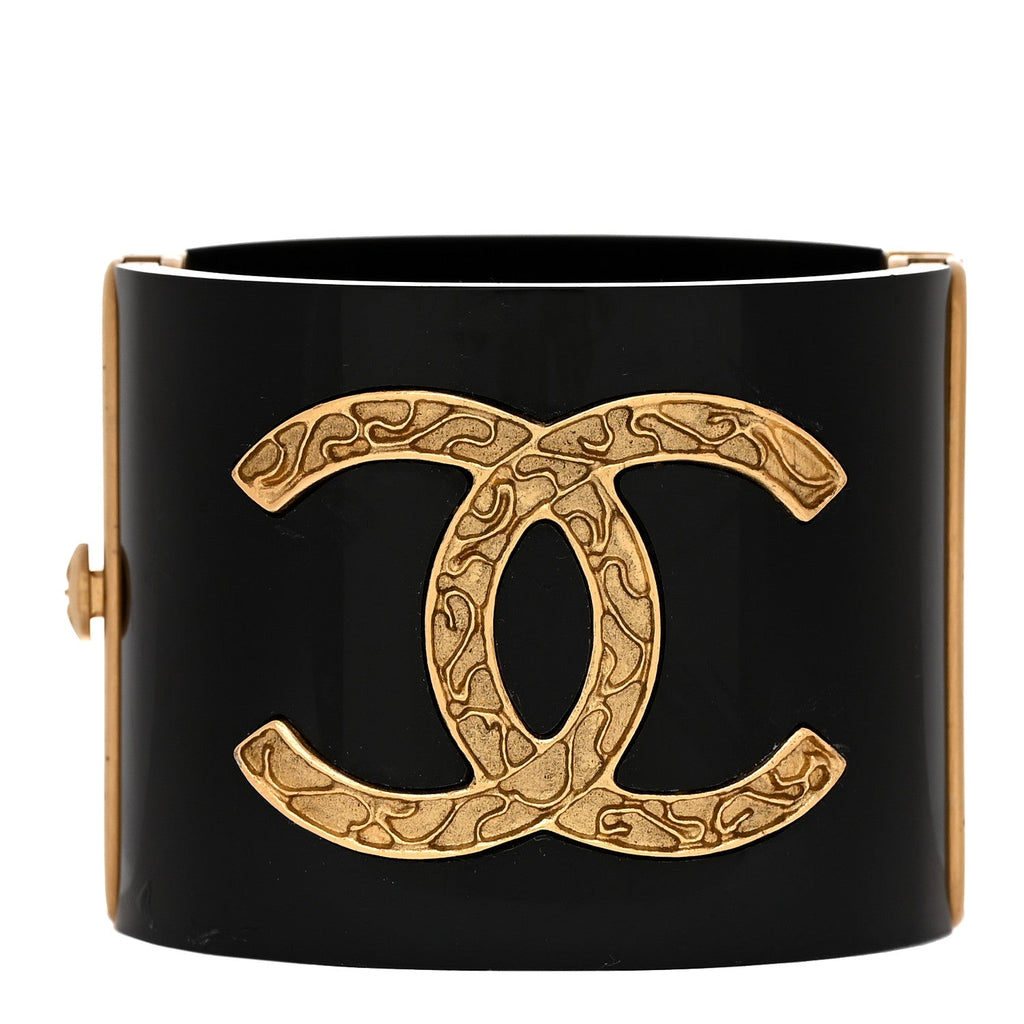 Resin CC Cuff Bracelet Black Gold