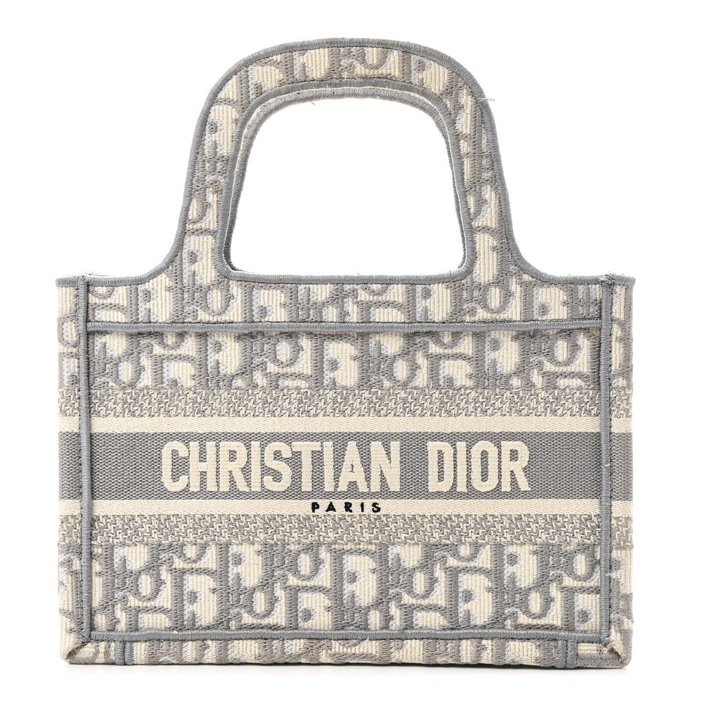 Christian Dior Oblique Mini Book Tote Grey Multicolor