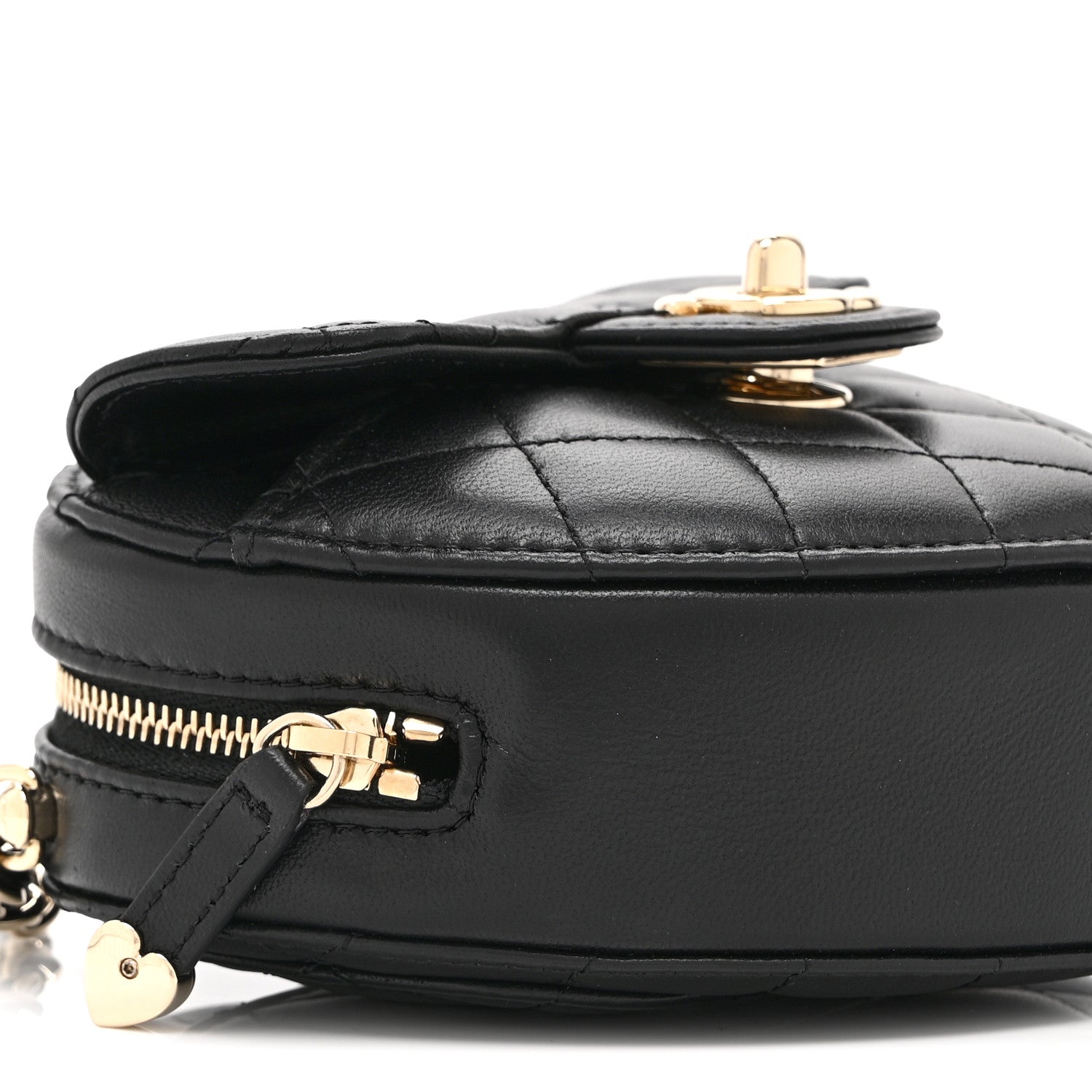 Chanel Lambskin Quilted CC In Love Heart Clutch With Chain Black