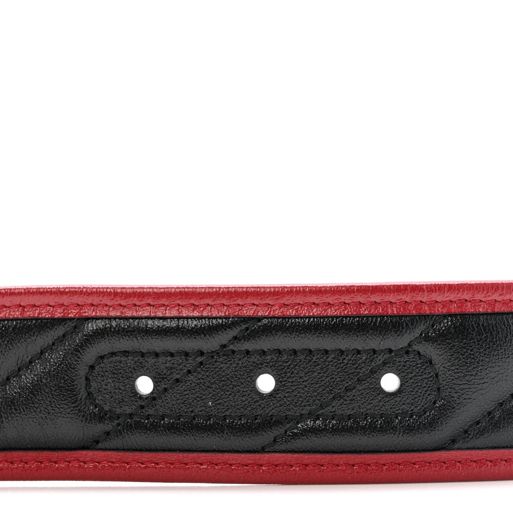 Gucci Azalea Calfskin Matelasse Diagonal Torchon Double G 40mm Belt 95 38 Black Romantic Cherry
