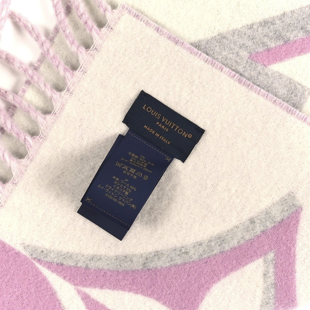 Louis Vuitton Cashmere Monogram Gradient Reykjavik Scarf Light Pink