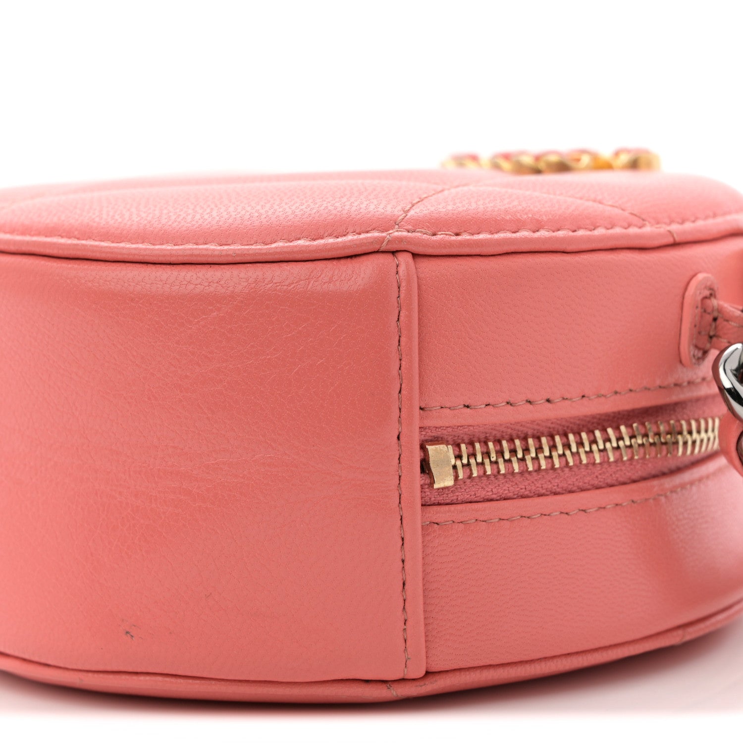 Chanel Lambskin Quilted Chanel 19 Round Clutch With Chain Pink