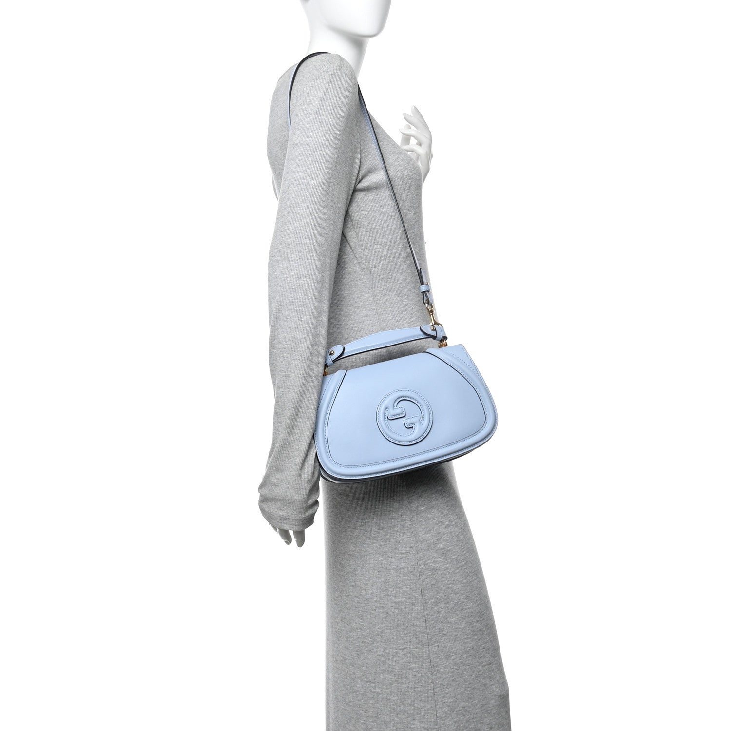 Gucci Roxy Calfskin Medium Blondie Top Handle Bag Cloudy Blue