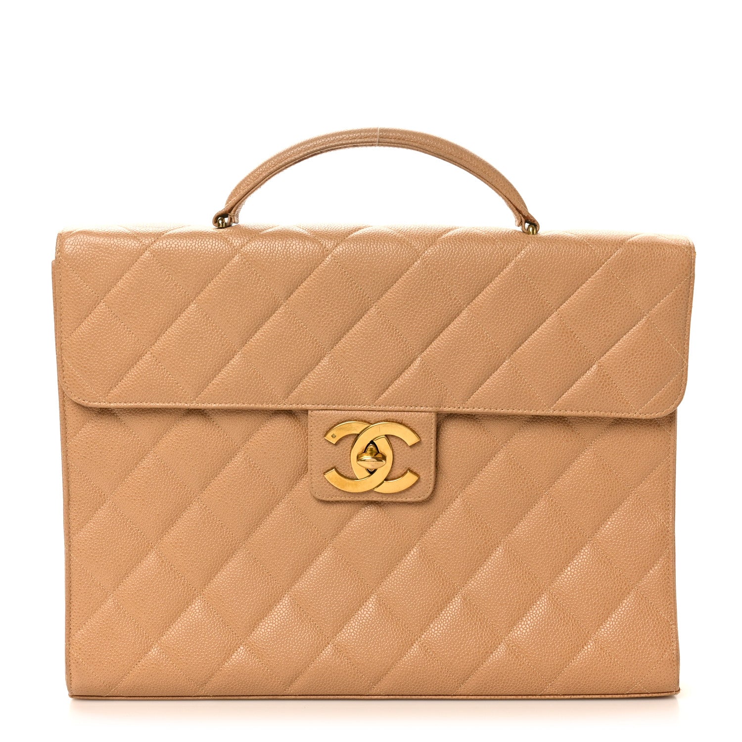 Chanel Caviar Quilted Briefcase Laptop Bag Beige