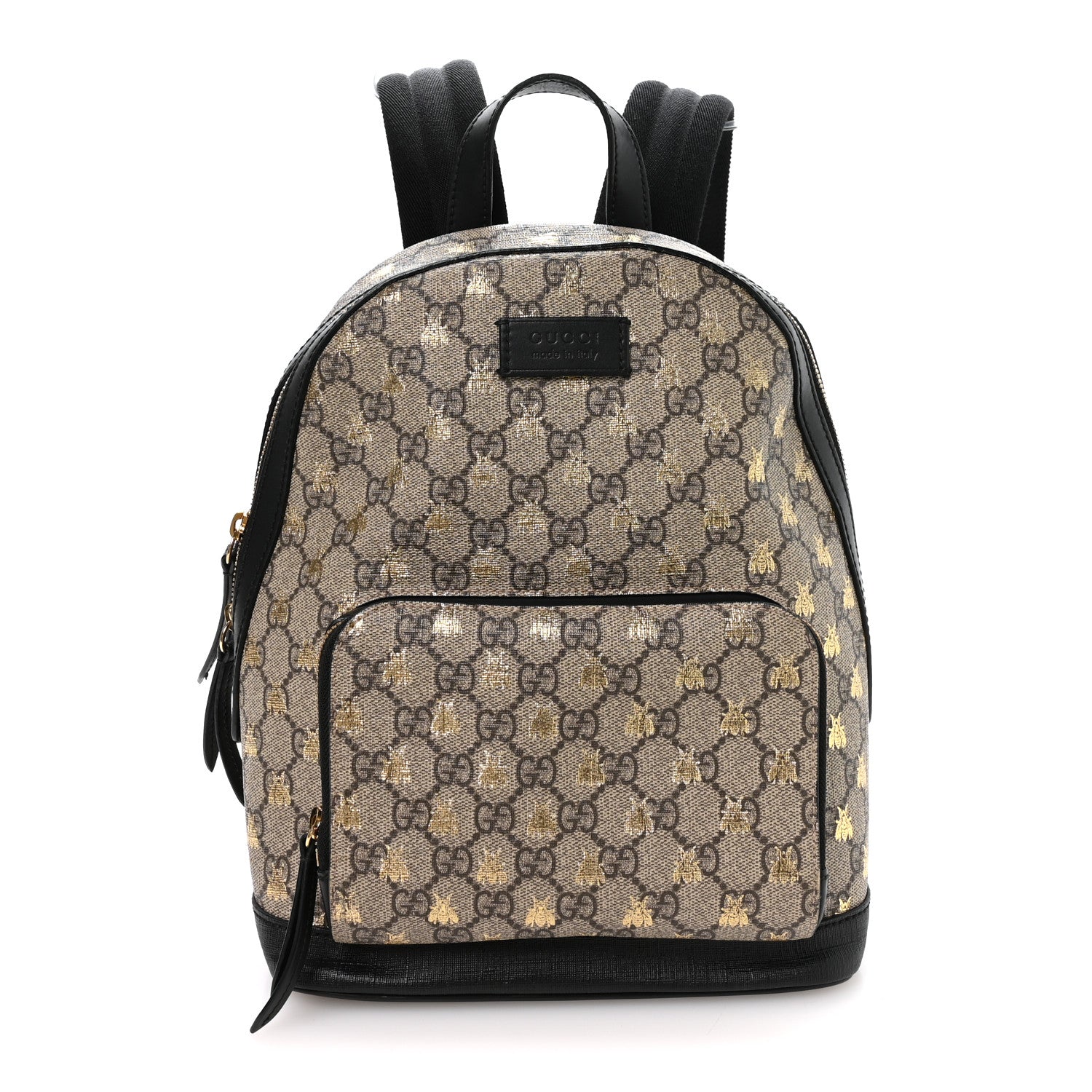 Gucci GG Supreme Monogram Bees Print Small Day Backpack Beige Oro Black