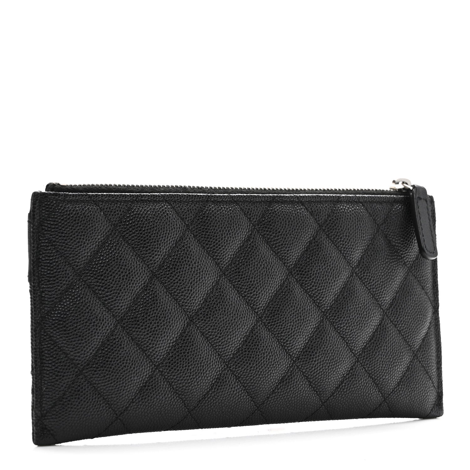 Caviar Quilted Mademoiselle Vintage Zip Pouch Black