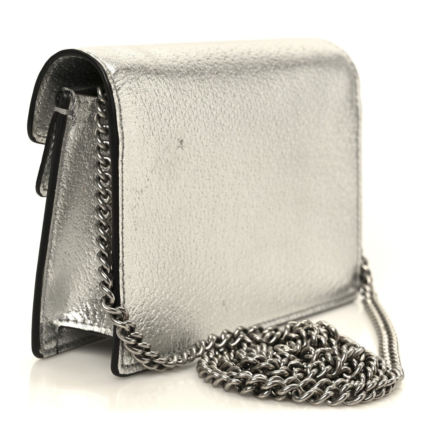 Gucci Metallic Calfskin Super Mini Dionysus Shoulder Bag Silver