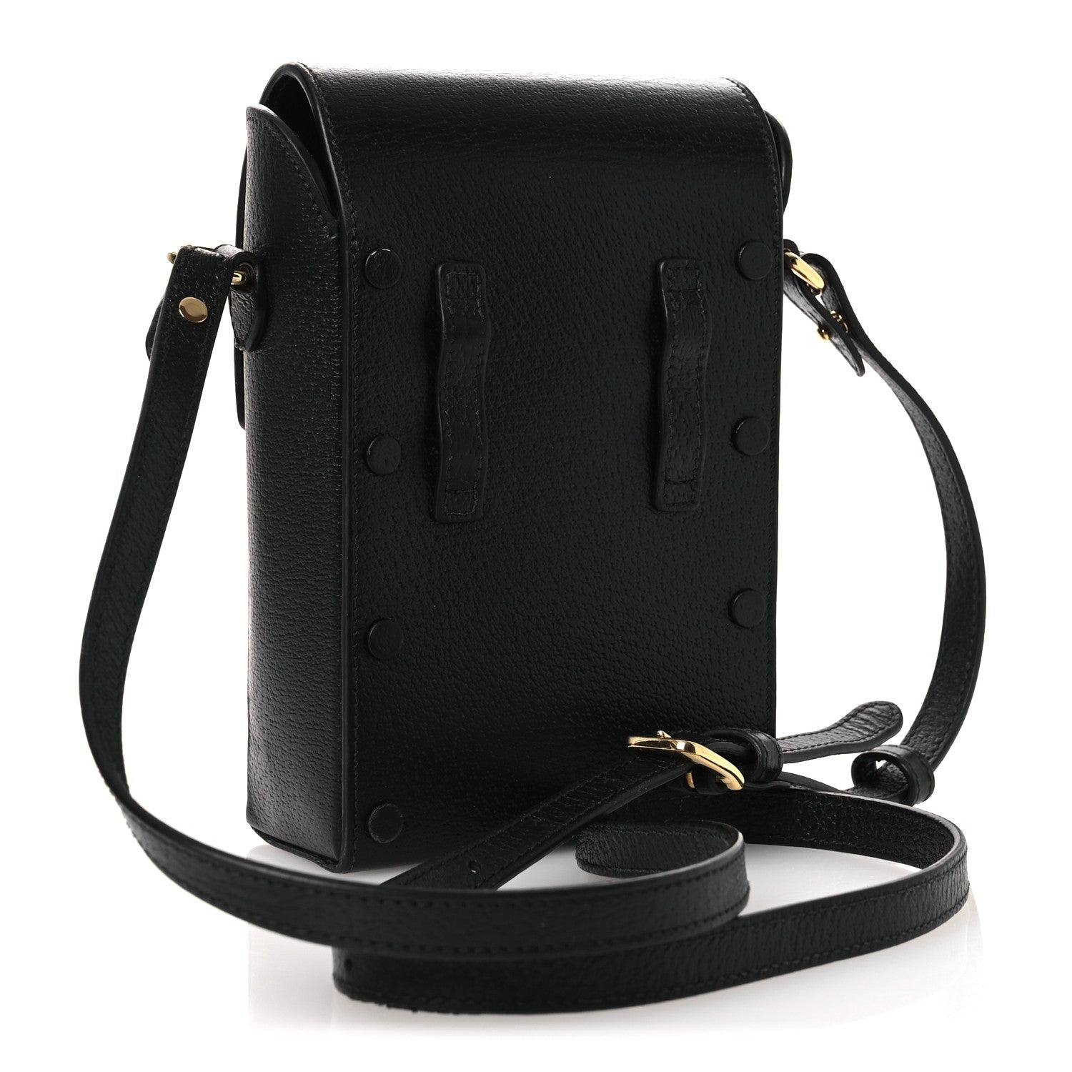 Gucci Dollar Calfskin Vertical Horsebit 1955 Crossbody Bag Black