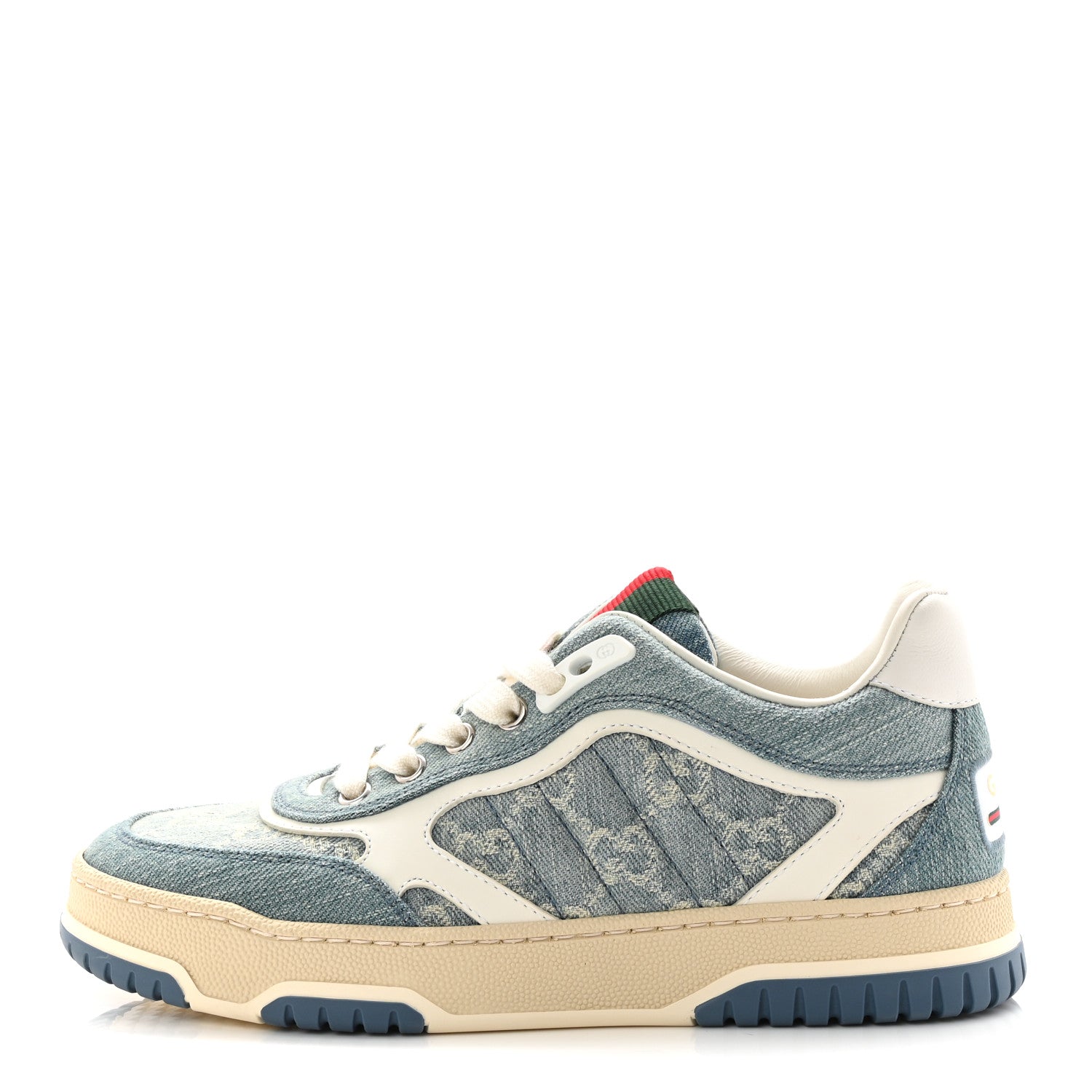 Gucci Denim GG Monogram Womens Re-Web Sneakers 35 Light Blue