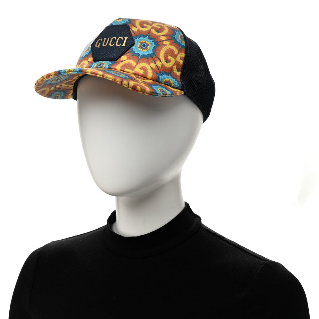 Gucci GG Supreme Monogram Kaleidoscope Baseball Hat L Blue Orange Multicolor Blue Agata