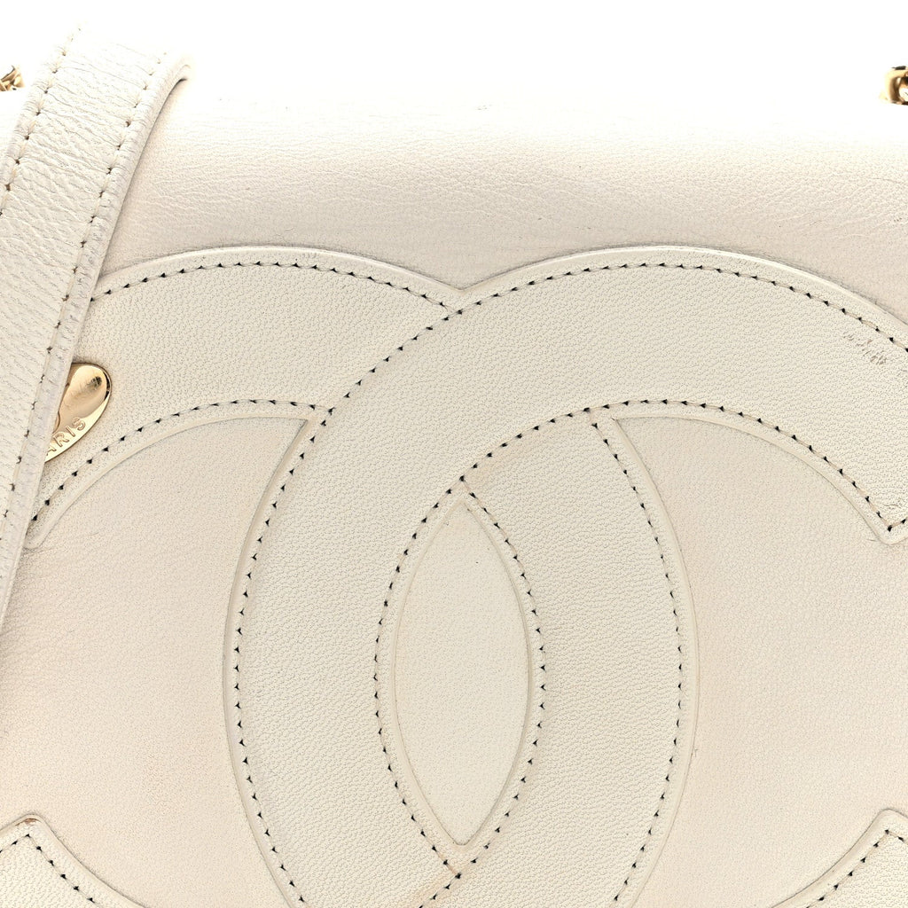 Chanel Lambskin CC Mania Flap Bag White