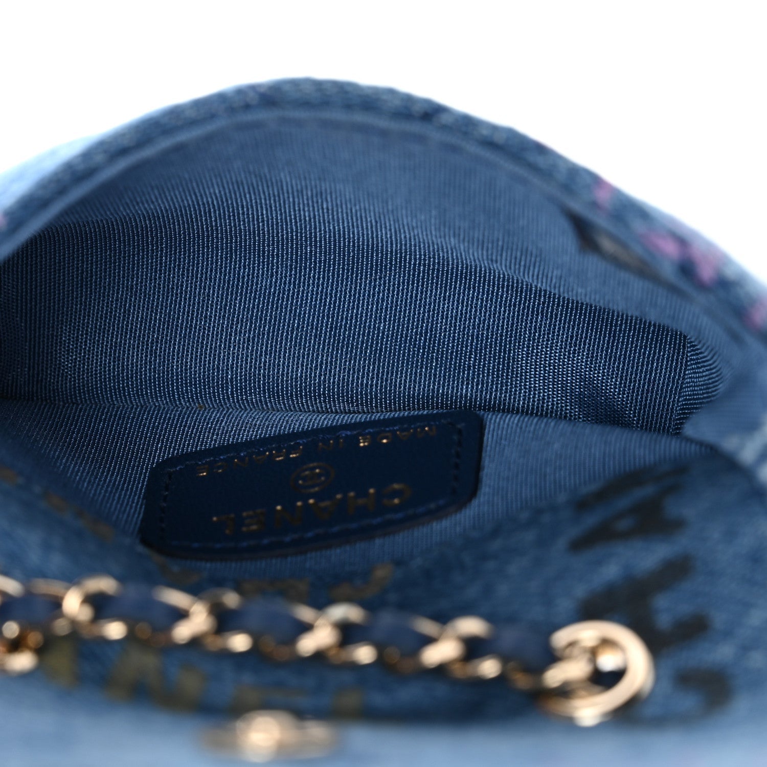 Chanel Denim Quilted Denim Mood Clutch With Chain Blue Multicolor