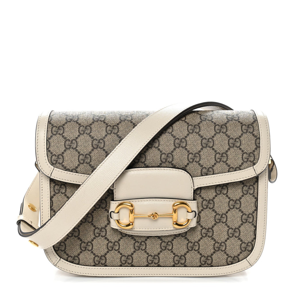 Gucci GG Supreme Monogram Horsebit 1955 Shoulder Bag Beige Mystic White