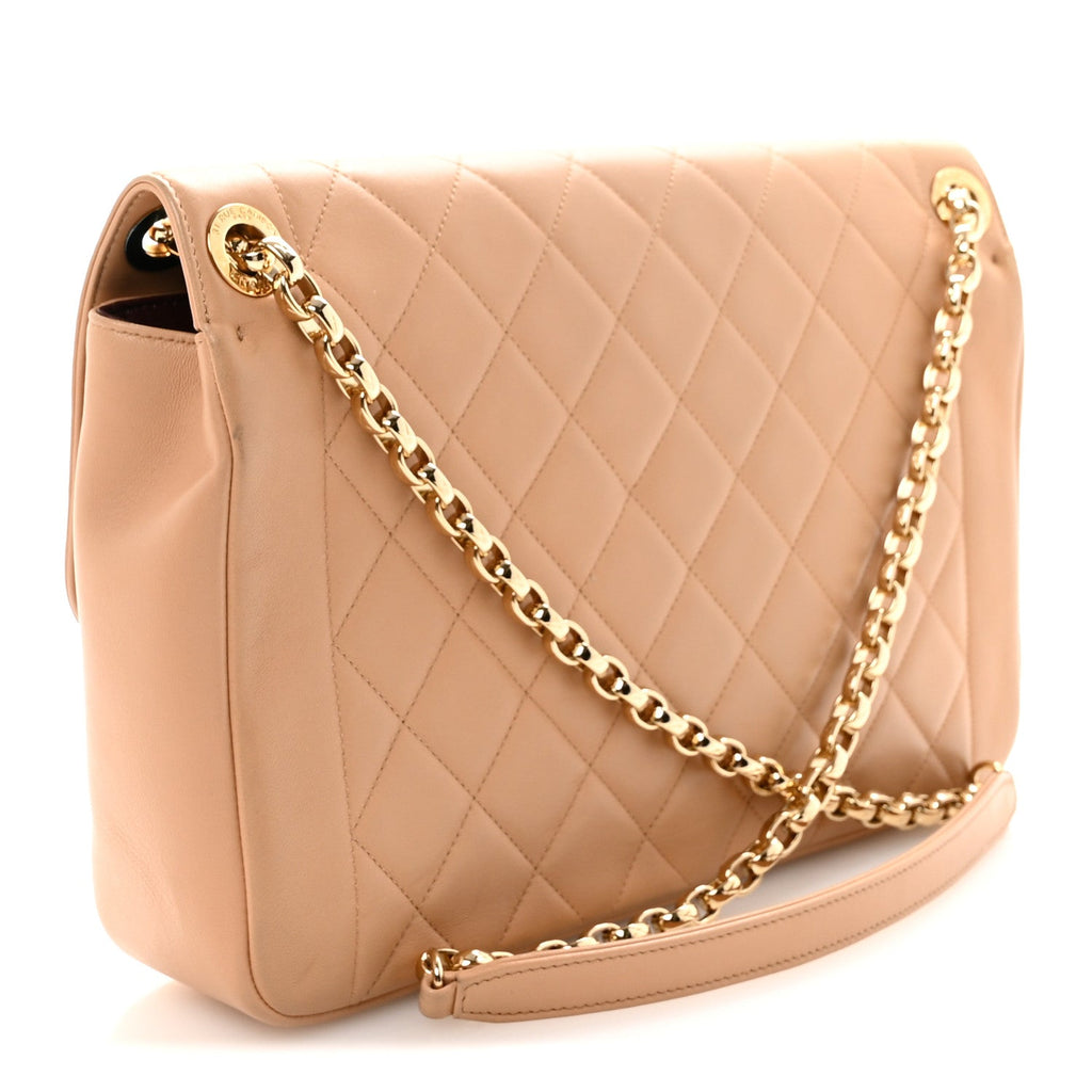 Chanel Lambskin Quilted Large Chic With Me Flap Beige