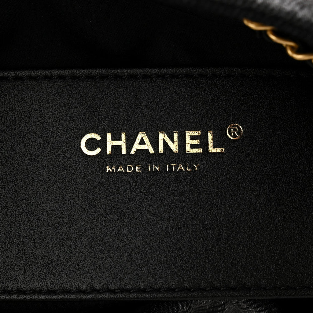 Chanel Washed Denim Quilted Small Chanel 25 Handbag Black