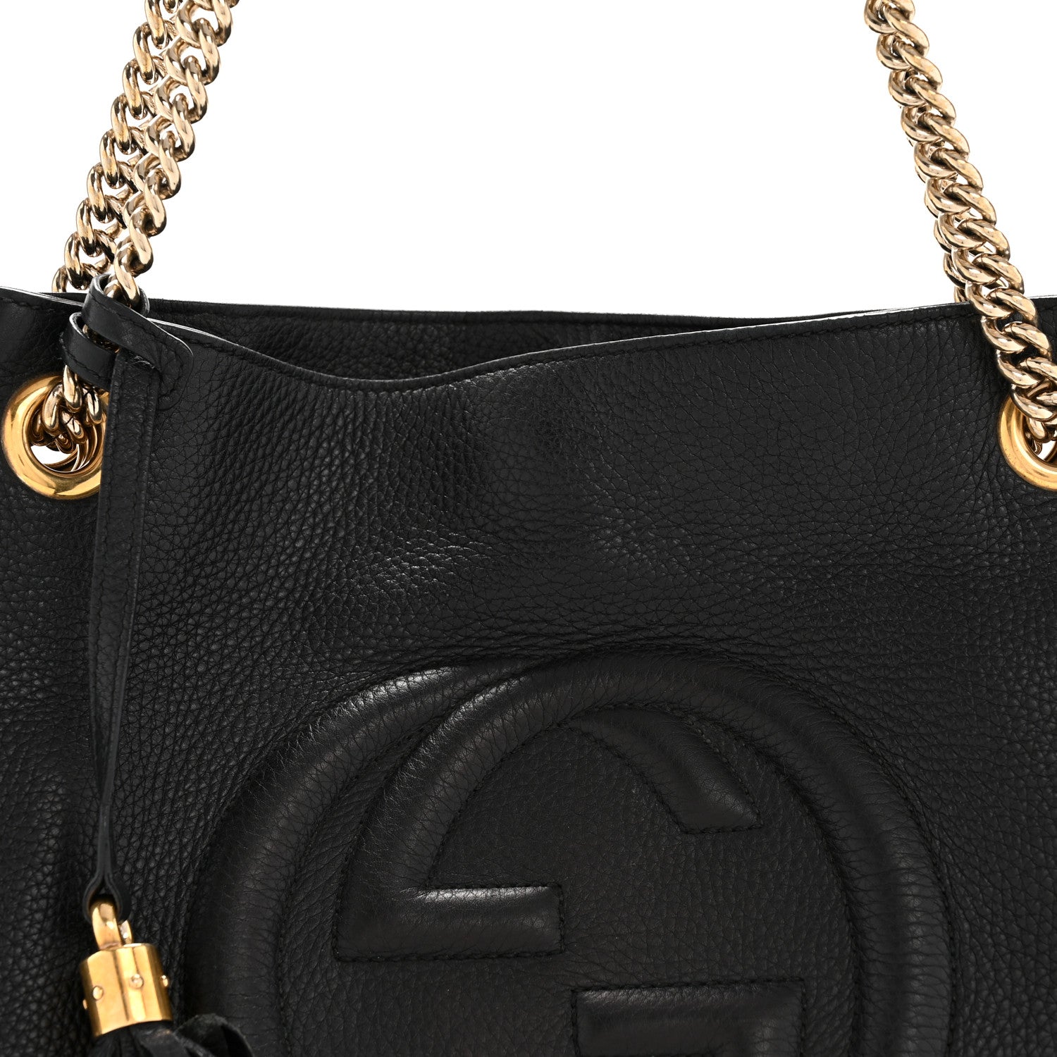 Gucci Pebbled Calfskin Medium Soho Chain Shoulder Bag Black