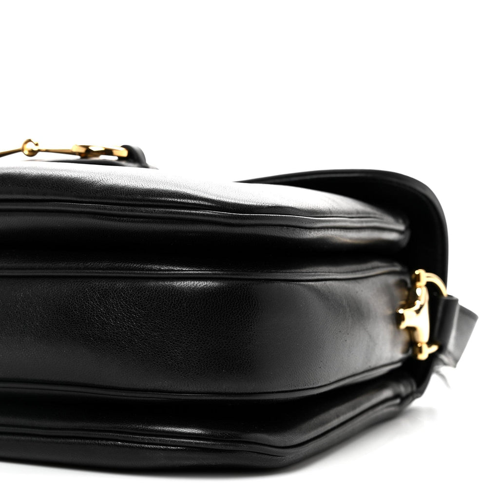 Gucci Calfskin Horsebit 1955 Aura Small Shoulder Bag Black