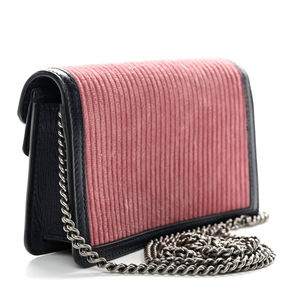 Gucci Lanzo Stretch Cord Azalea Calfskin Super Mini Dionysus Shoulder Bag Pink Blue