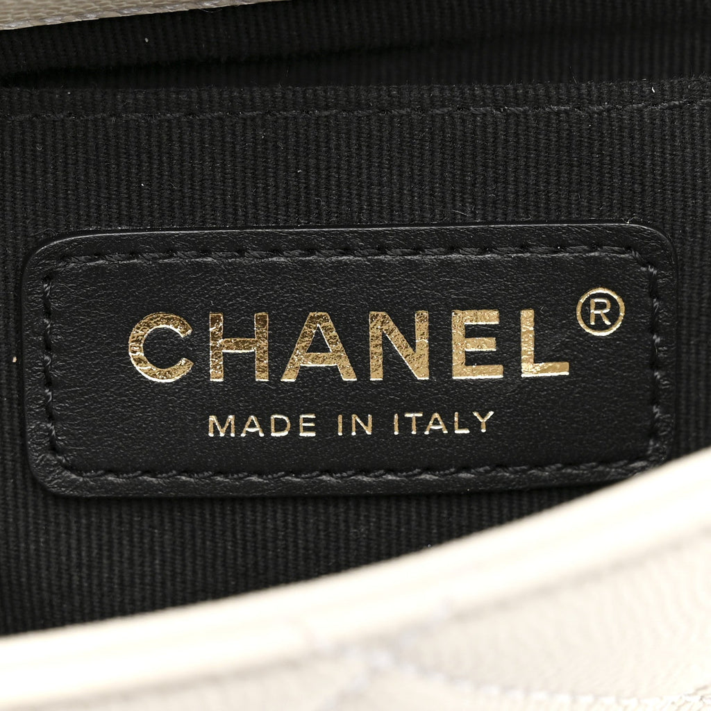 Chanel Caviar Quilted Mini Twist Your Buttons Flap  White