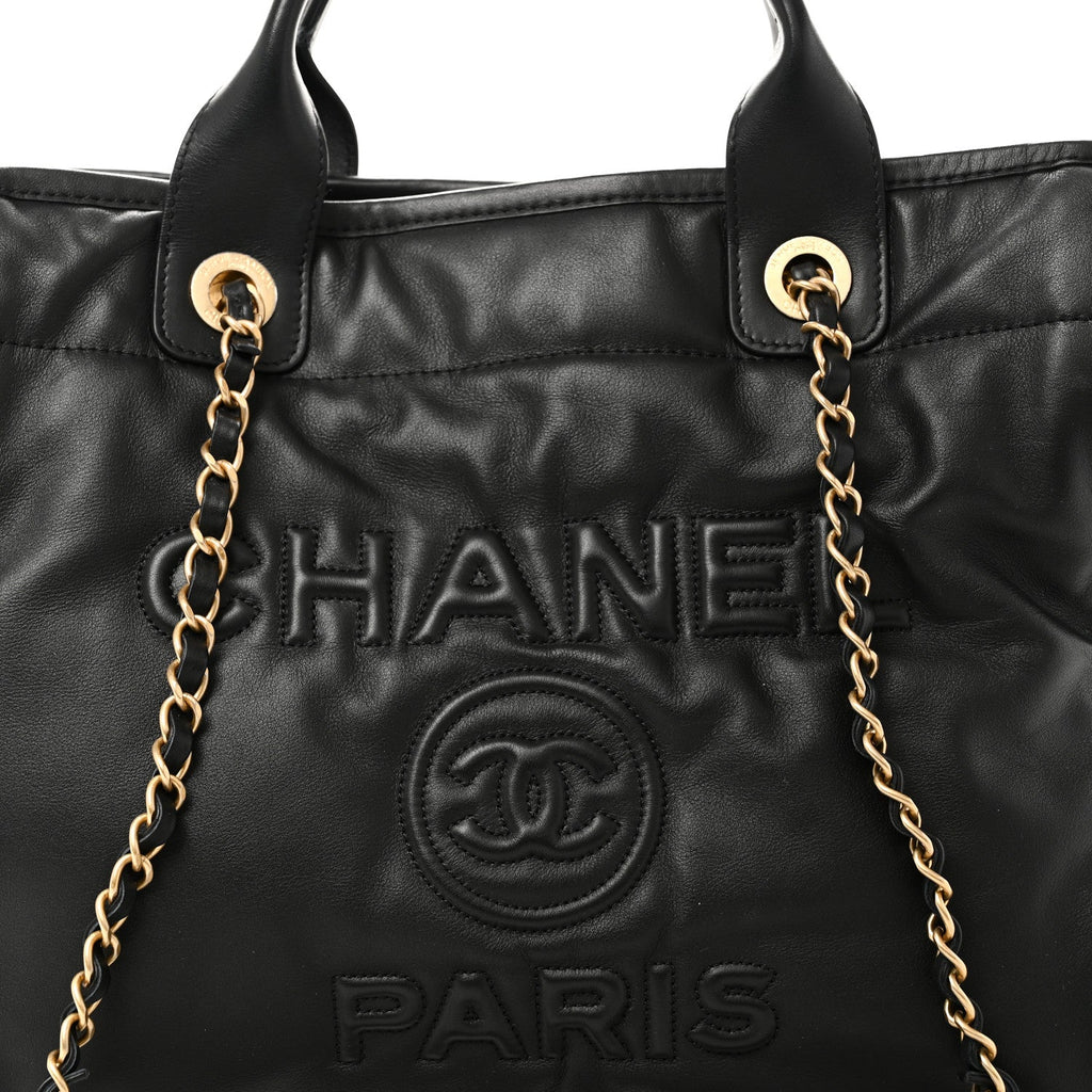 Chanel Calfskin Small Deauville Tote Black