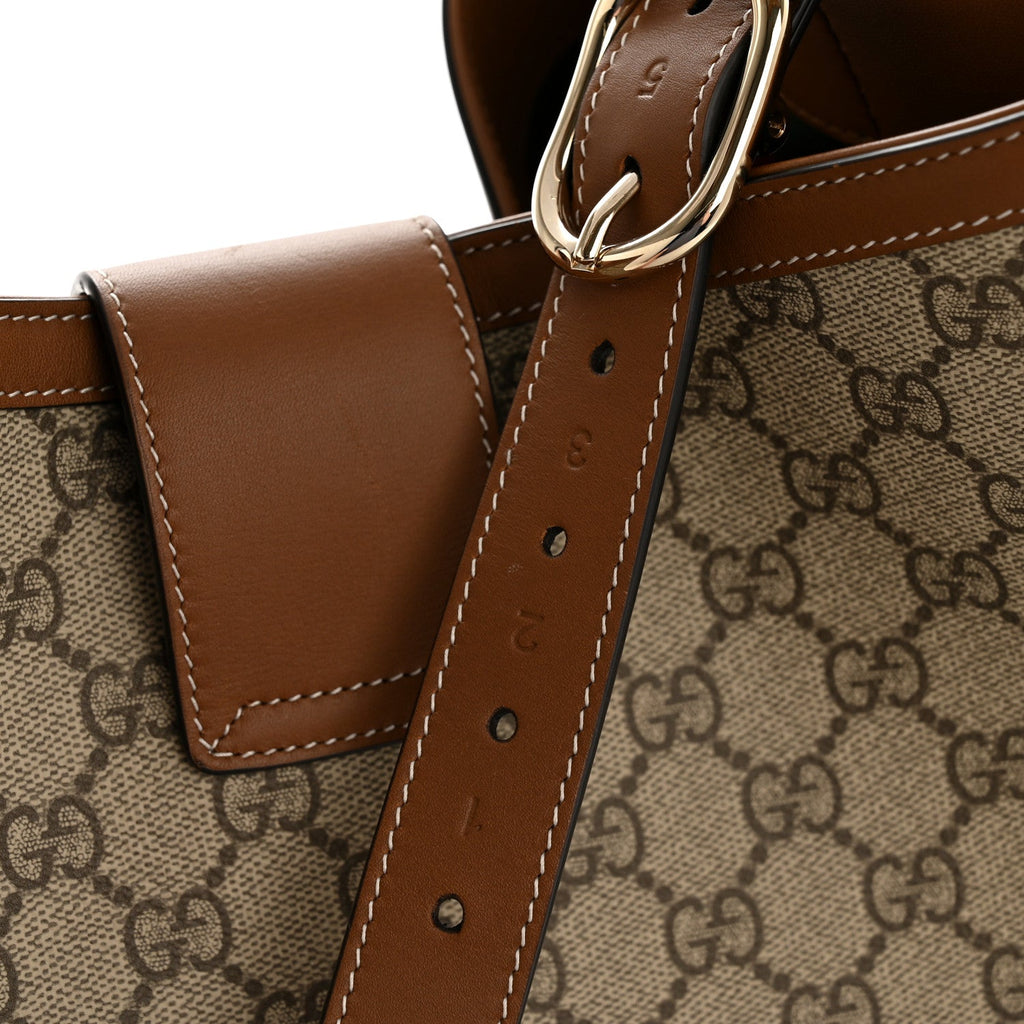 Gucci GG Icon Monogram Padlock Shoulder Bag Beige Dark Brown