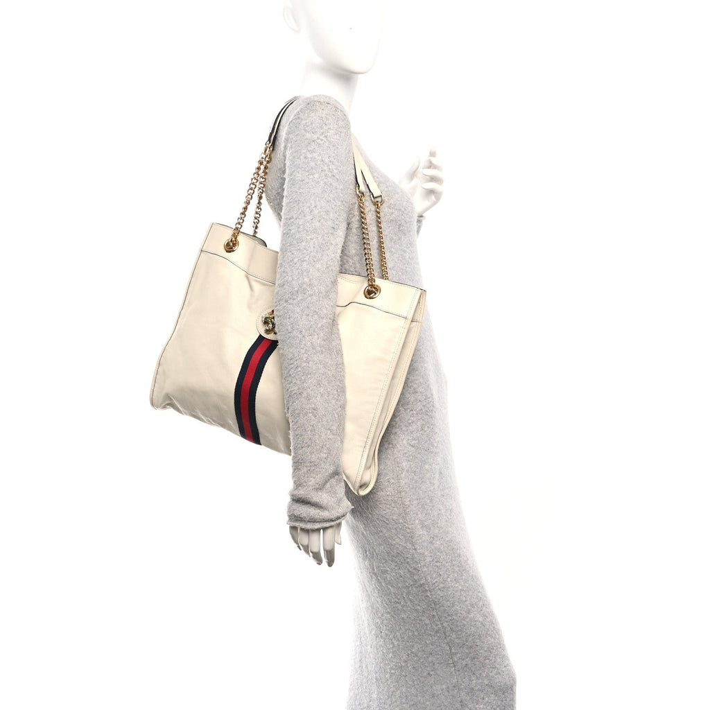 Gucci Calfskin Large Rajah Chain Tote White