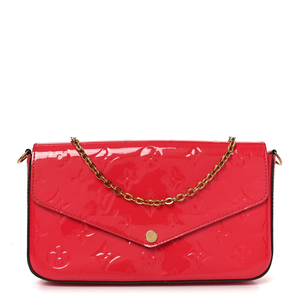 Louis Vuitton Vernis Felicie Pochette Chain Wallet Hot Pink