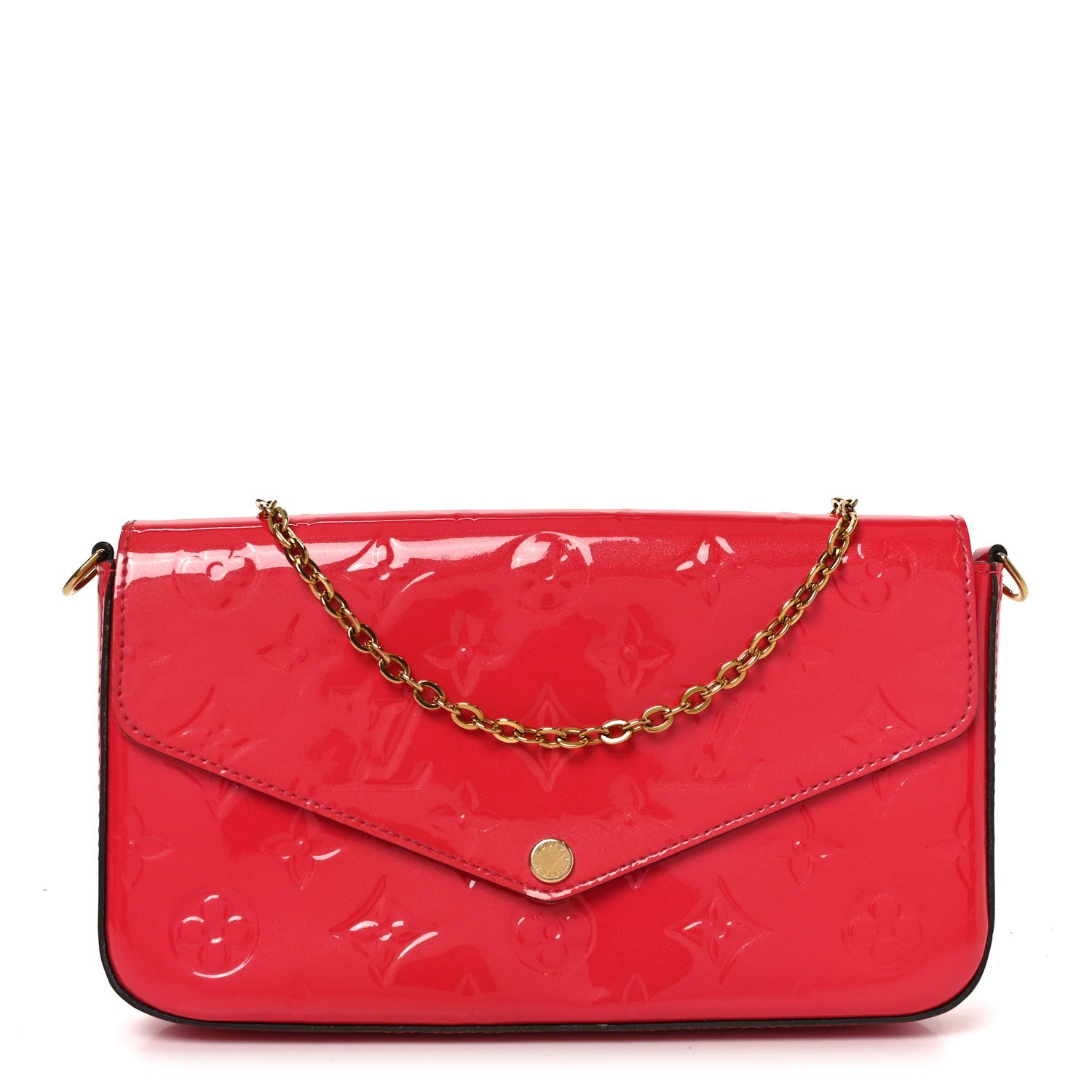Louis Vuitton Vernis Felicie Pochette Chain Wallet Hot Pink