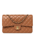 Chanel Lambskin Quilted Medium Double Flap Brown