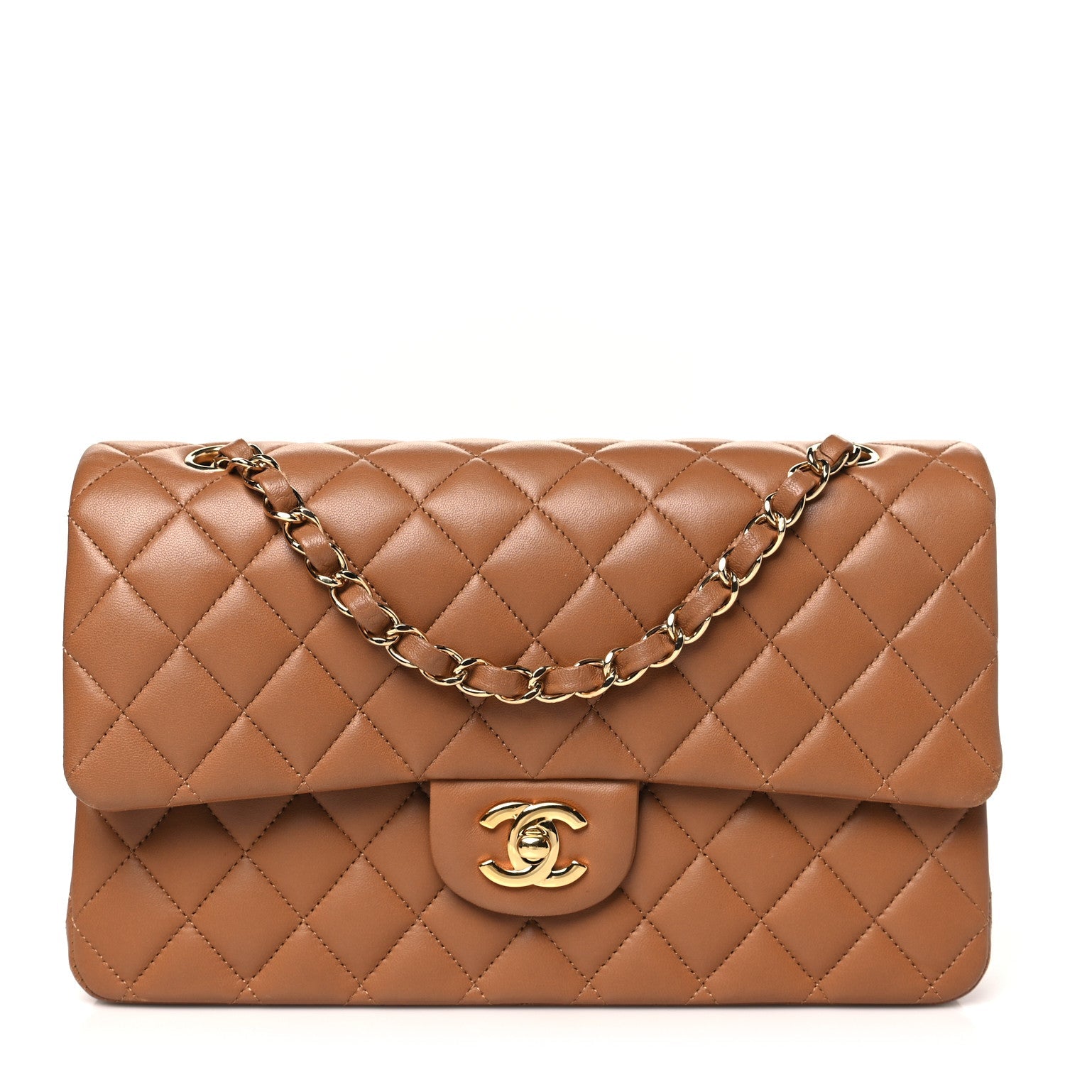Chanel Lambskin Quilted Medium Double Flap Brown