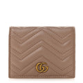 Gucci Calfskin Matelasse GG Marmont Card Case Wallet Porcelain Rose
