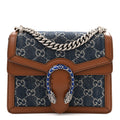 Gucci New Denim GG Monogram Dollar Calfskin Enamel Mini Dionysus Shoulder Bag Blue Tea Cuir Epilog Electric Blue