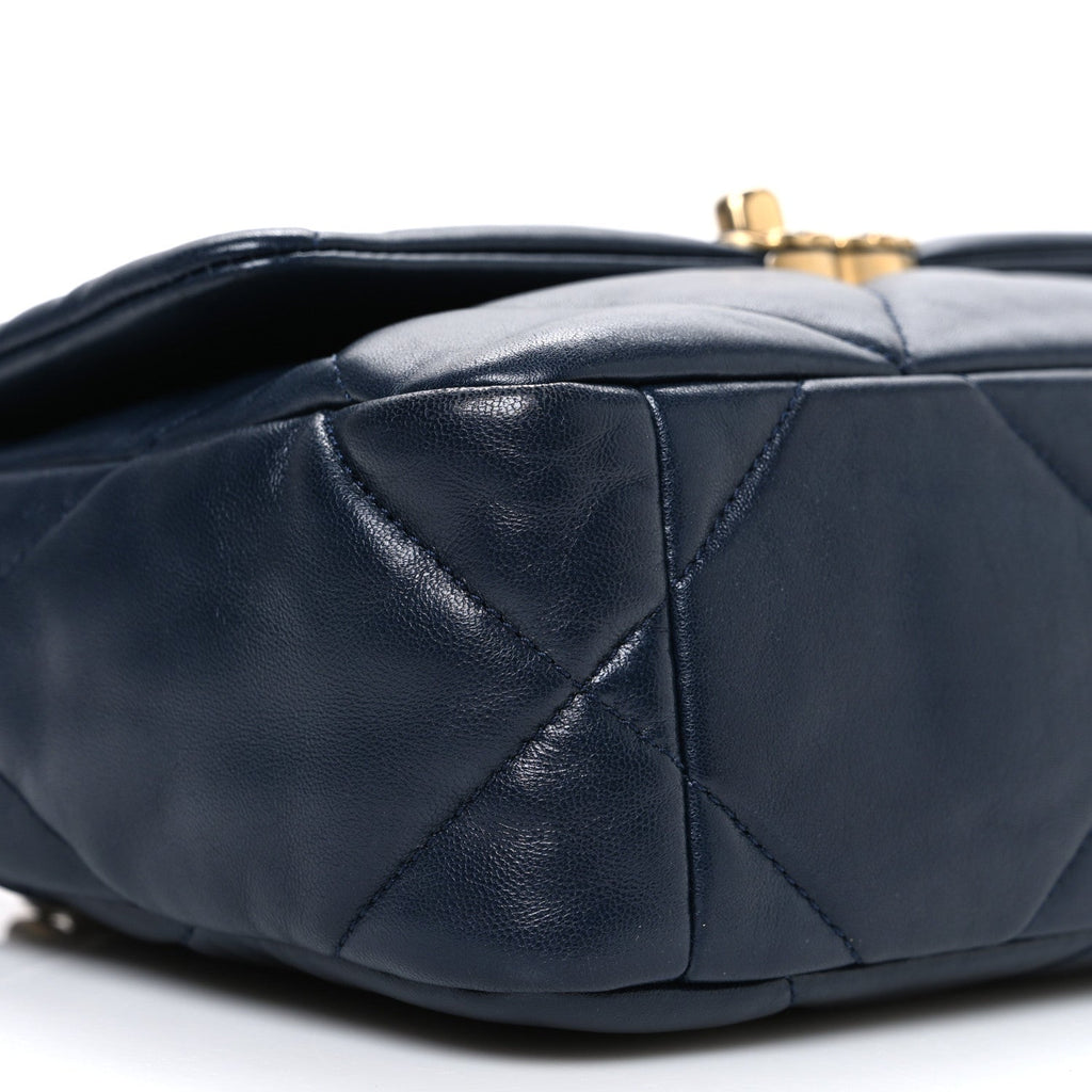 Chanel Lambskin Quilted Medium Chanel 19 Flap Navy Blue