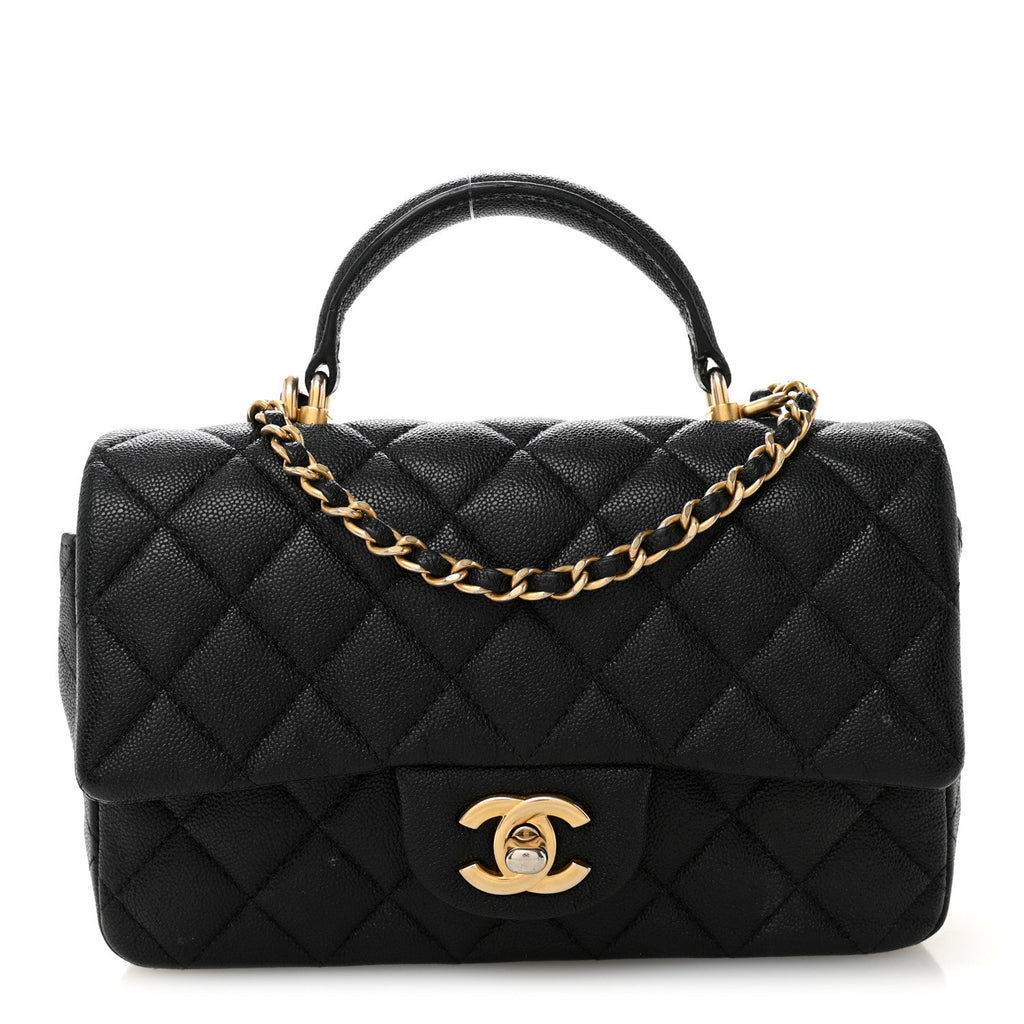 Chanel Caviar Quilted Mini Top Handle Rectangular Flap Black