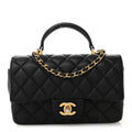 Chanel Caviar Quilted Mini Top Handle Rectangular Flap Black