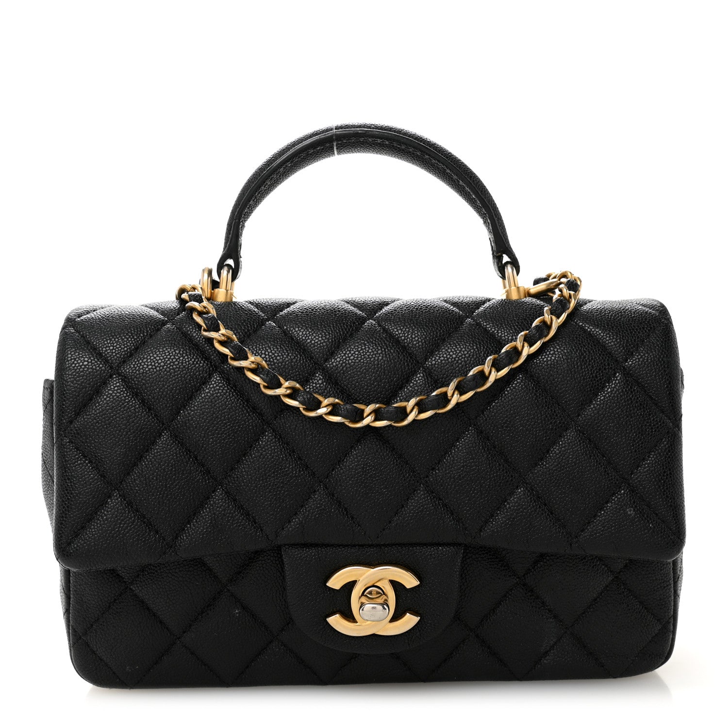Chanel Caviar Quilted Mini Top Handle Rectangular Flap Black