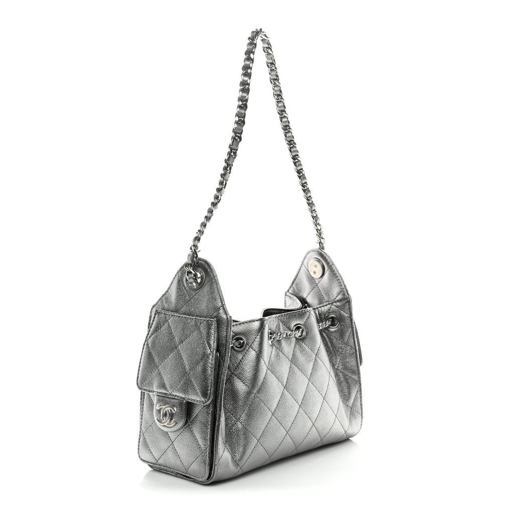 Chanel Metallic Caviar Quilted Mini Chanel 25 Handbag Anthracite