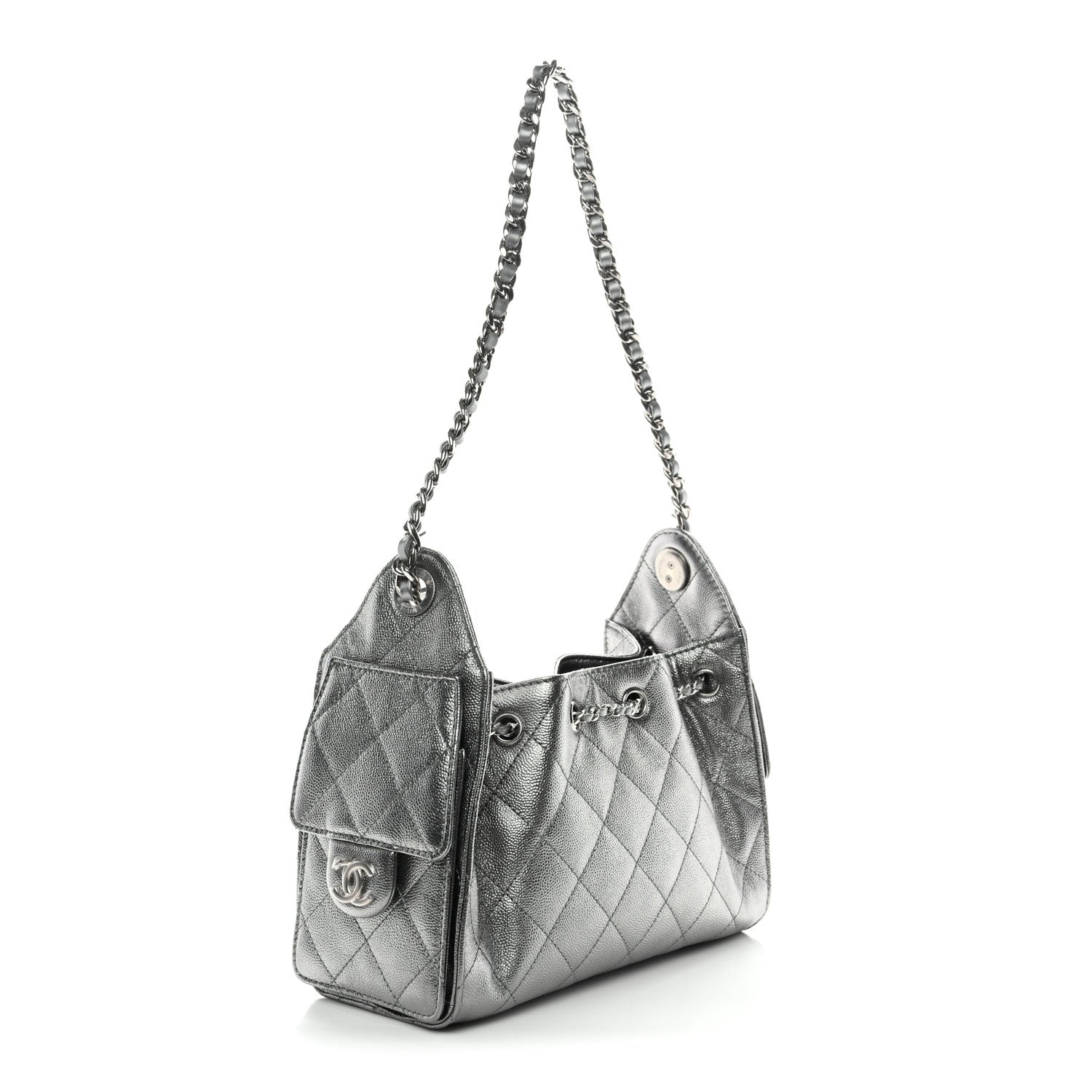 Chanel Metallic Caviar Quilted Mini Chanel 25 Handbag Anthracite