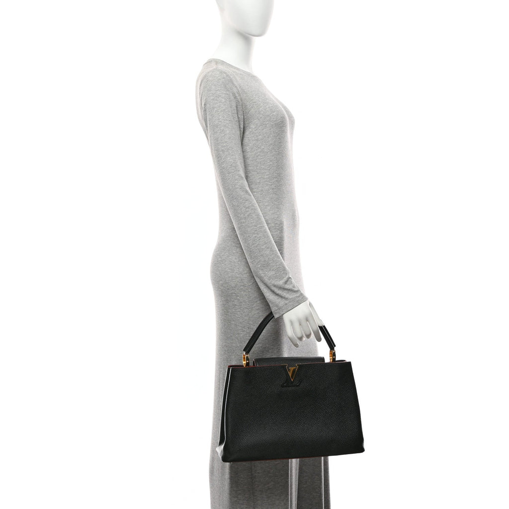 Louis Vuitton Taurillon Capucines MM Black Fuchsia