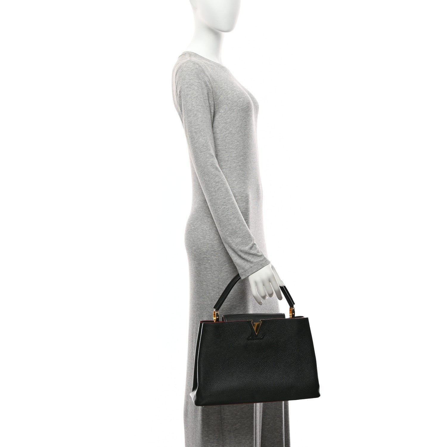 Louis Vuitton Taurillon Capucines MM Black Fuchsia