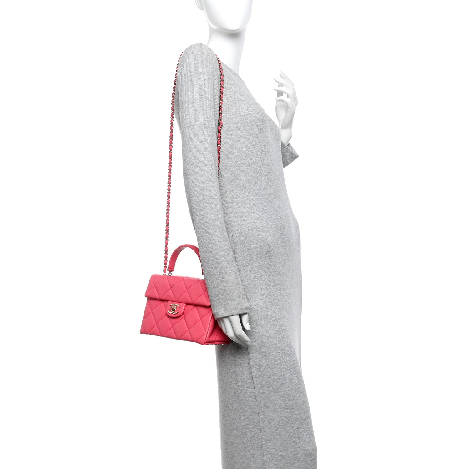 Chanel Caviar Quilted Mini Retro Twist Top Handle Flap Pink